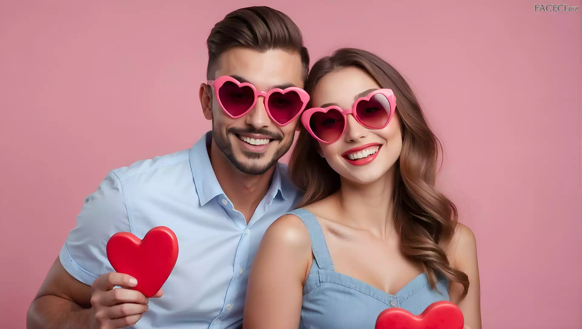 Serduszka, Mężczyzna, Miłość, Kobieta, Uśmiechy, Okulary